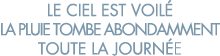 le ciel est voil  la pluie tombe abondamment toute la journ e 