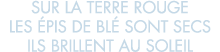 sur la terre rouge les  pis de bl  sont secs ils brillent au soleil 