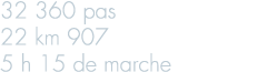 32 360 pas 22 km 907 5 h 15 de marche